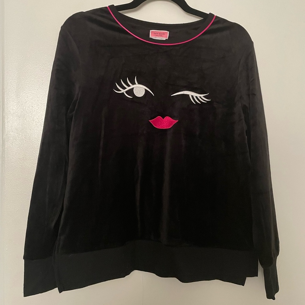 Kate Spade Velour Wink Eye Pajama Top
